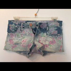Floral jean shorts